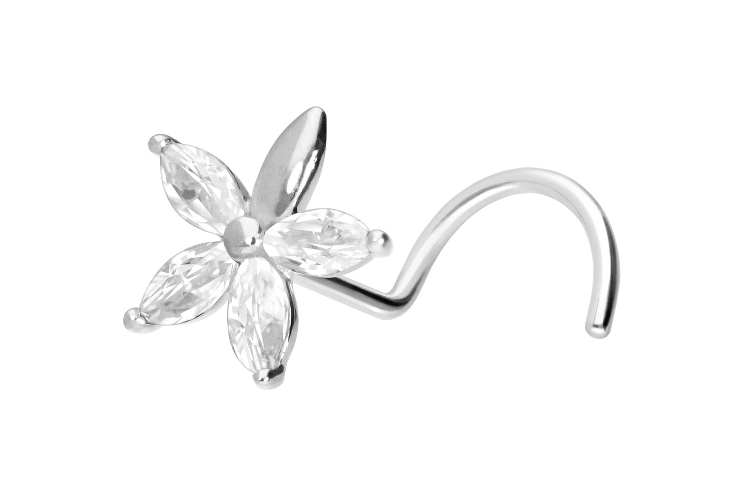 14/18 Karat Gold Nasenstecker Nasenpiercing Spirale MOISSANIT-BLUME